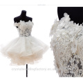 Venda Por Atacado Elegant Ruffled Appliqued Lace Short Puffy Vestidos vermelhos de dama de honra MB2583